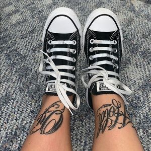 Authentic Black/White Bar Laced Converse ©️